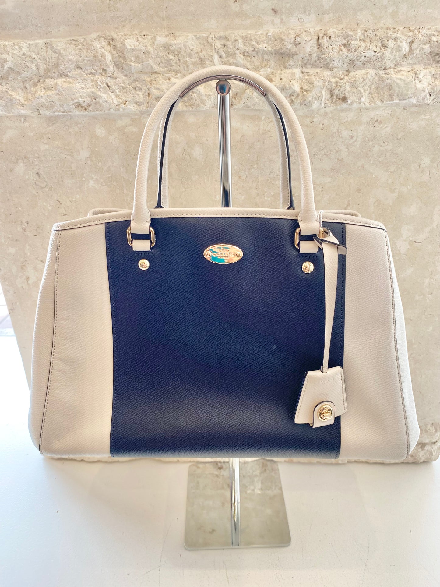 Coach Ivory and Navy Margot Carryall Satchel