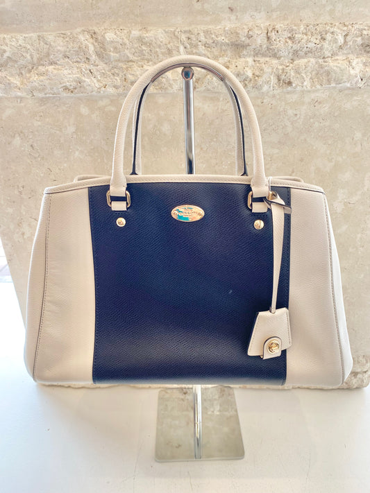 Coach Ivory and Navy Margot Carryall Satchel