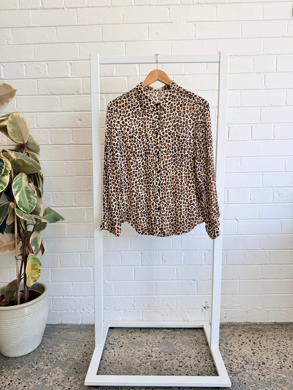 Gorman Leopard Print Silk Blend Shirt - Size 10