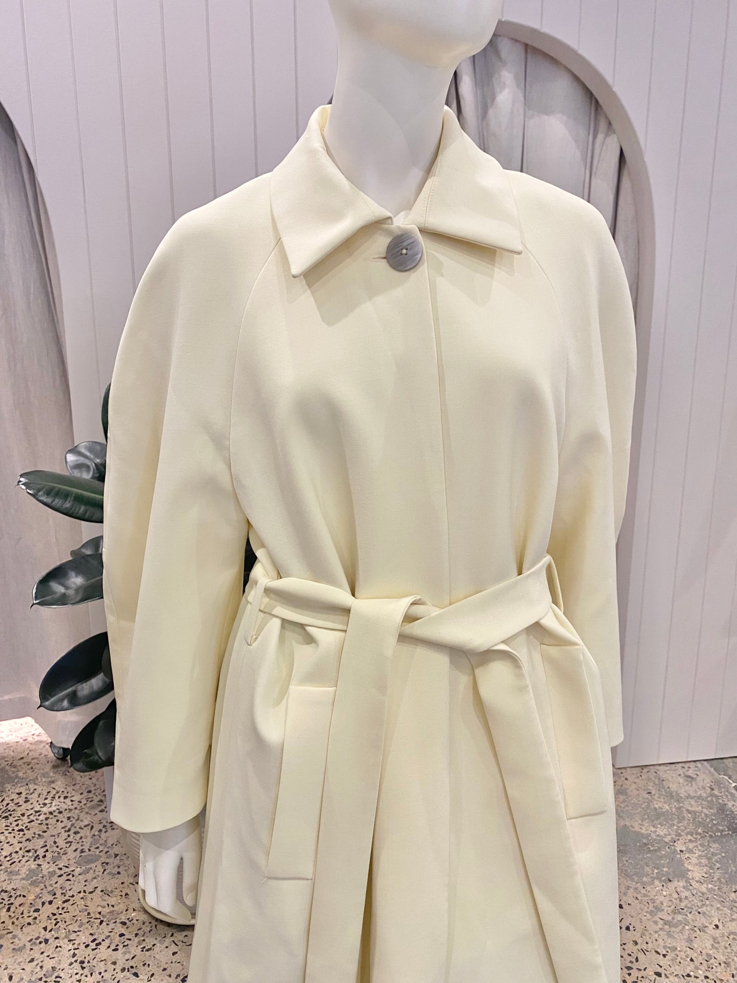 Bianca Spender Lemon Wool Koehler Coat - Size Small (8-10)