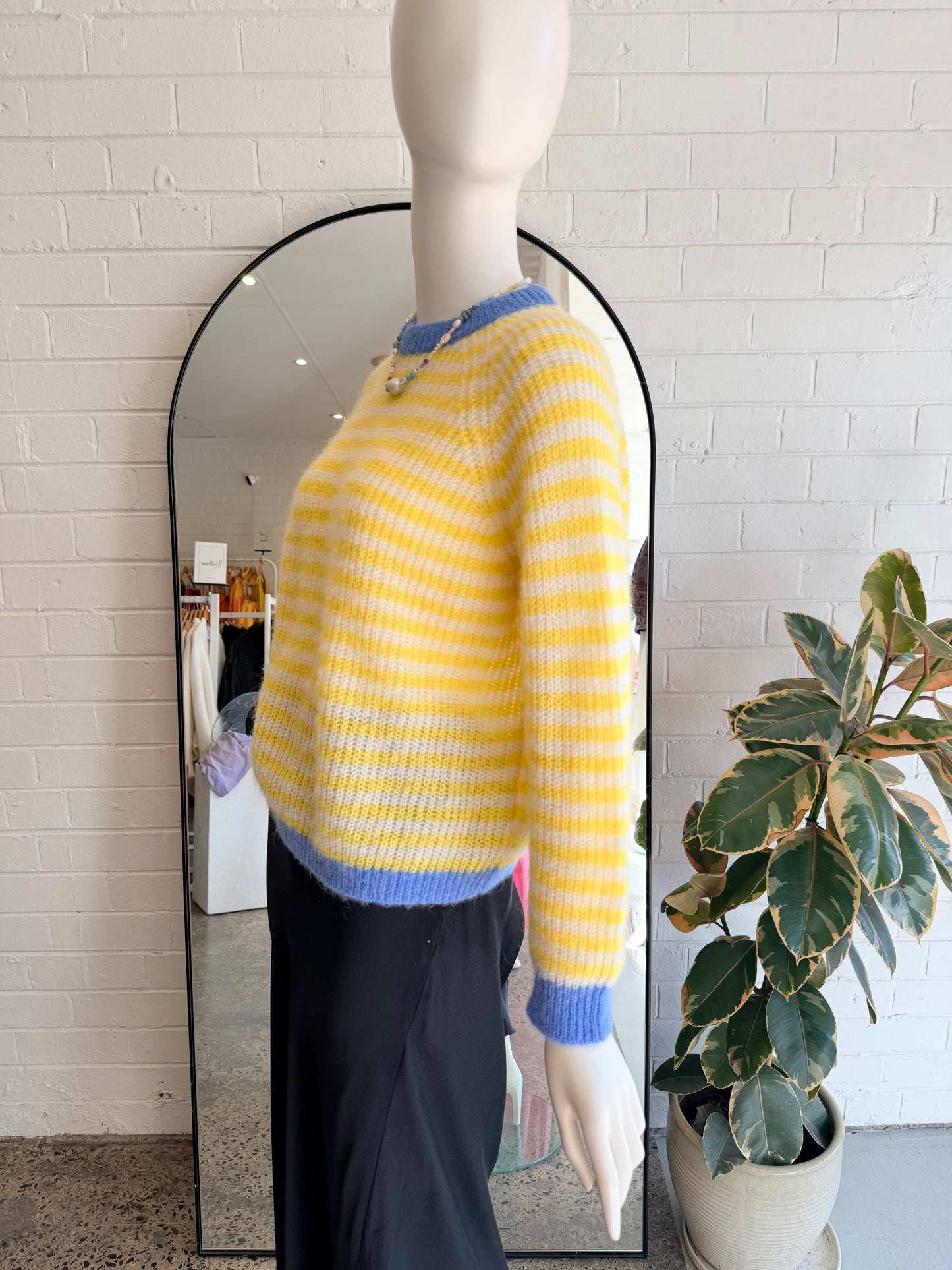 Les Tricots d'O Yellow and White Stripe Knit Jumper - Size 1