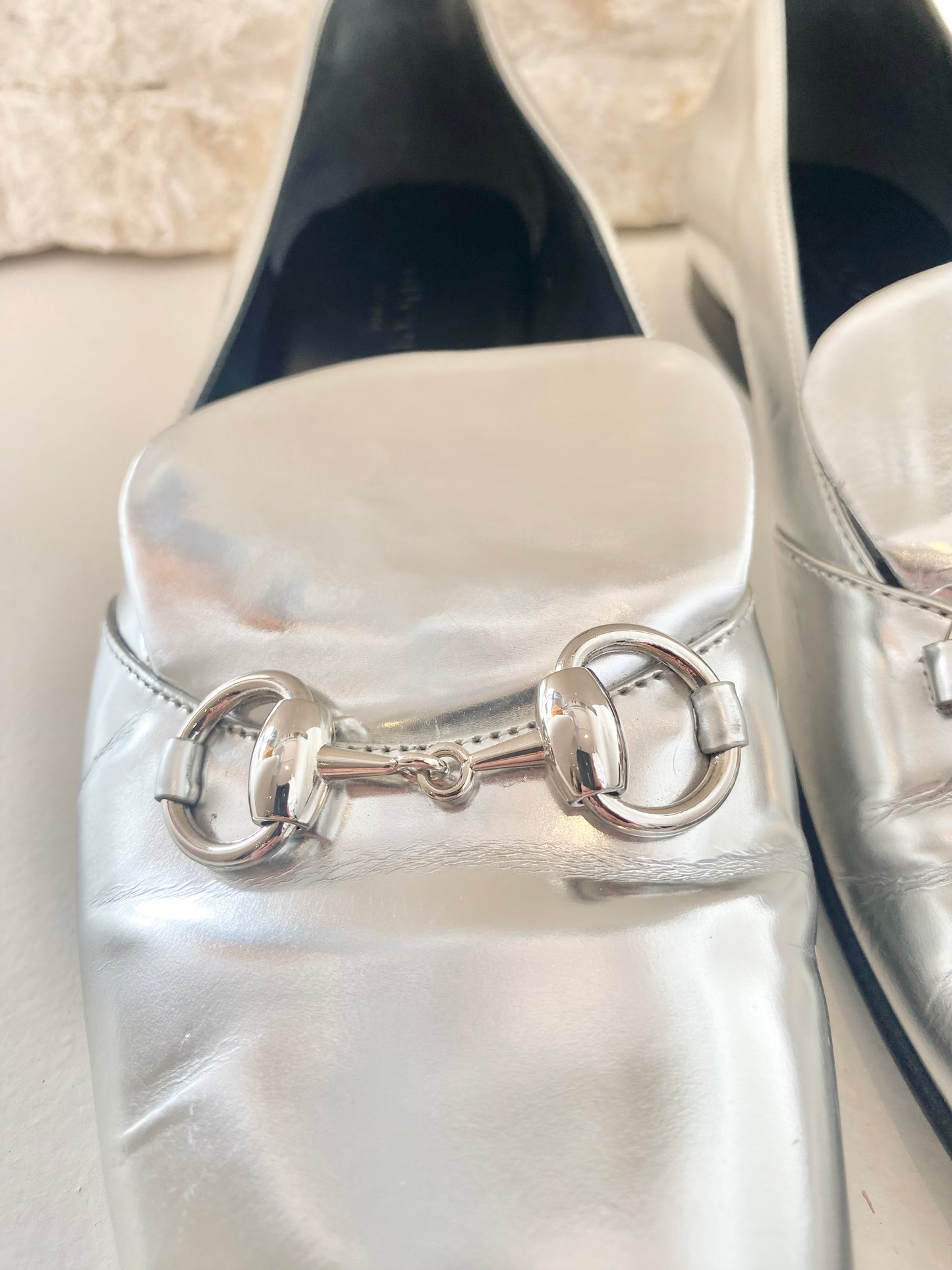 Gucci Jordaan Loafers (Silver) - Size 38