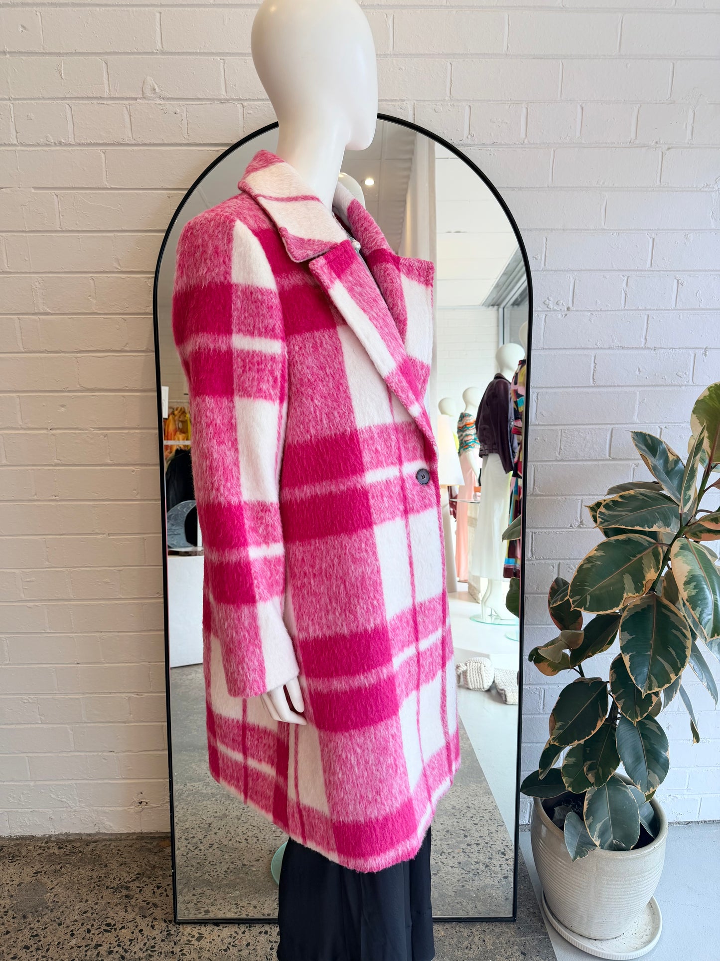 Basque Pink Check Coat - Size 16