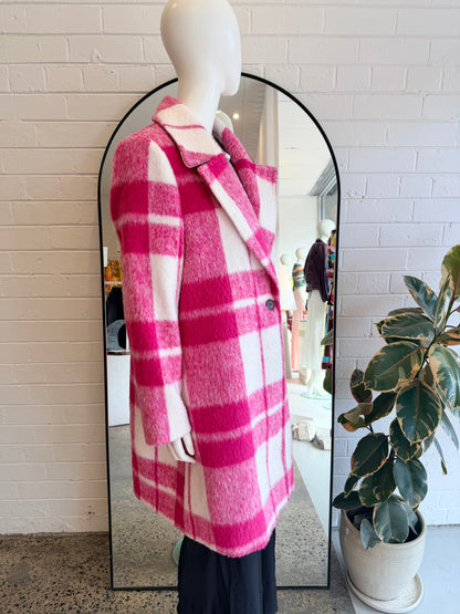 Basque Pink Check Coat - Size 16