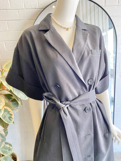 Shona Joy Black Double Breasted Short Sleeve Blazer Top/Dress - Size 10
