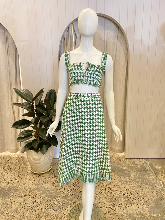 Leo Lin Tweed Co-Ord Set in Green - Size 6