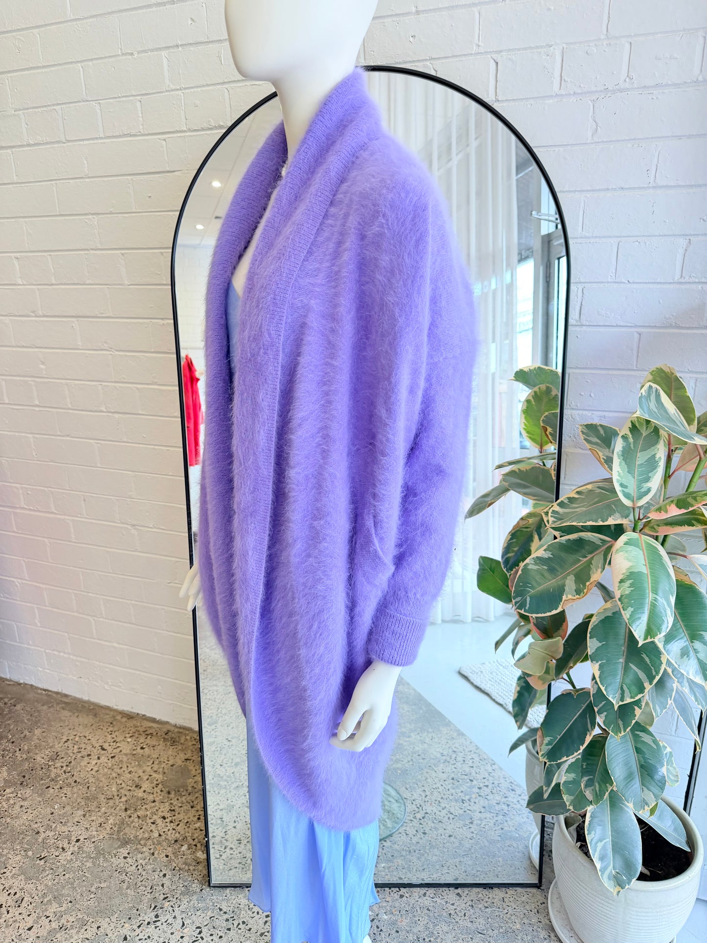 Antalya Angora Longline Cardigan in Purple - One Size (8-12)
