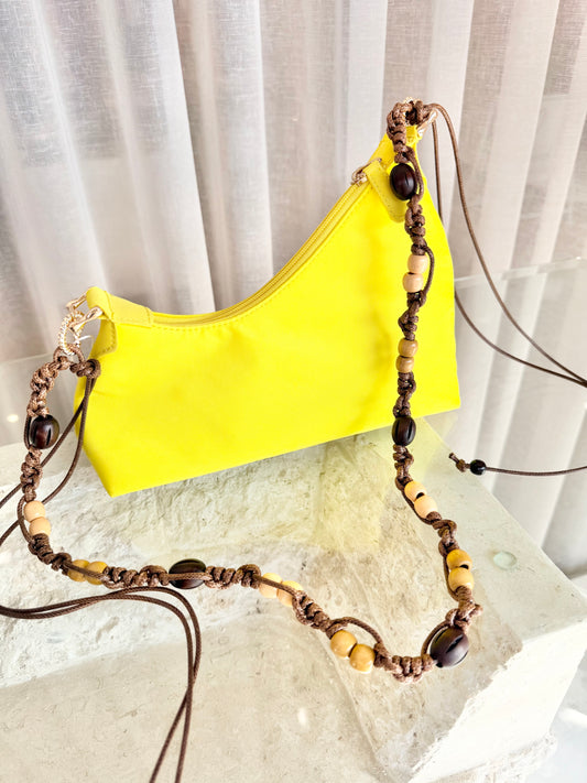 Aupen Yellow Nylon Shoulder Bag