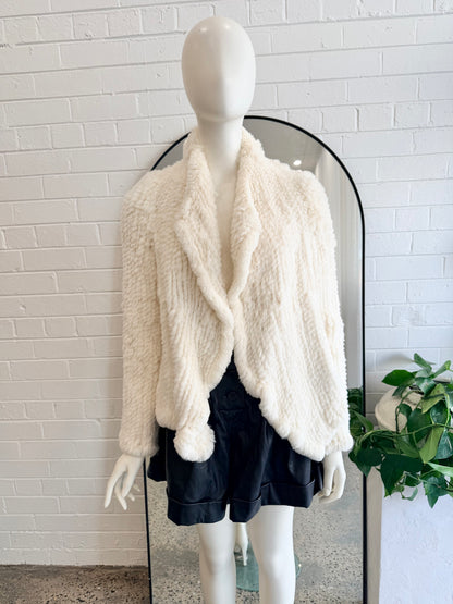 Lilya Cream Rabbit Fur Jacket - Size Small