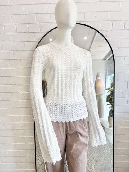 Kivari White Logan Knit Top - Size 8