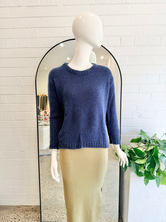 Gorman Mohair Knit Sweater in Navy - Size 8