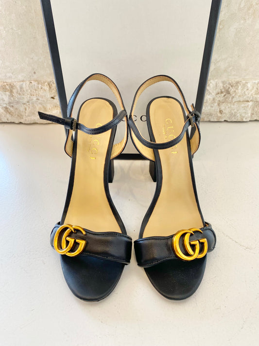 Gucci Black GG Marmont Mid Heels - Size 38
