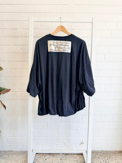Acne Studios Black Gathered Logo T-Shirt - Size L (12 - 14)