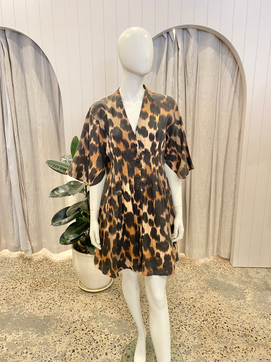 Country Road Leopard Print Midi Dress - Size 12