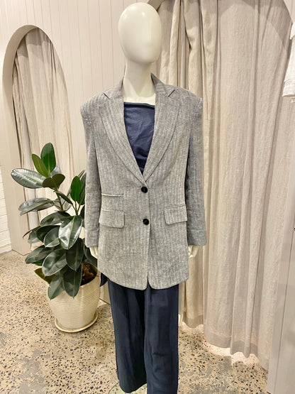 Shona Joy Ash Linen Amanda Blazer - Size 8