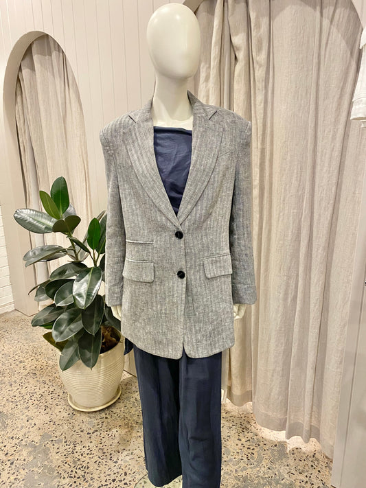 Shona Joy Ash Linen Amanda Blazer - Size 8