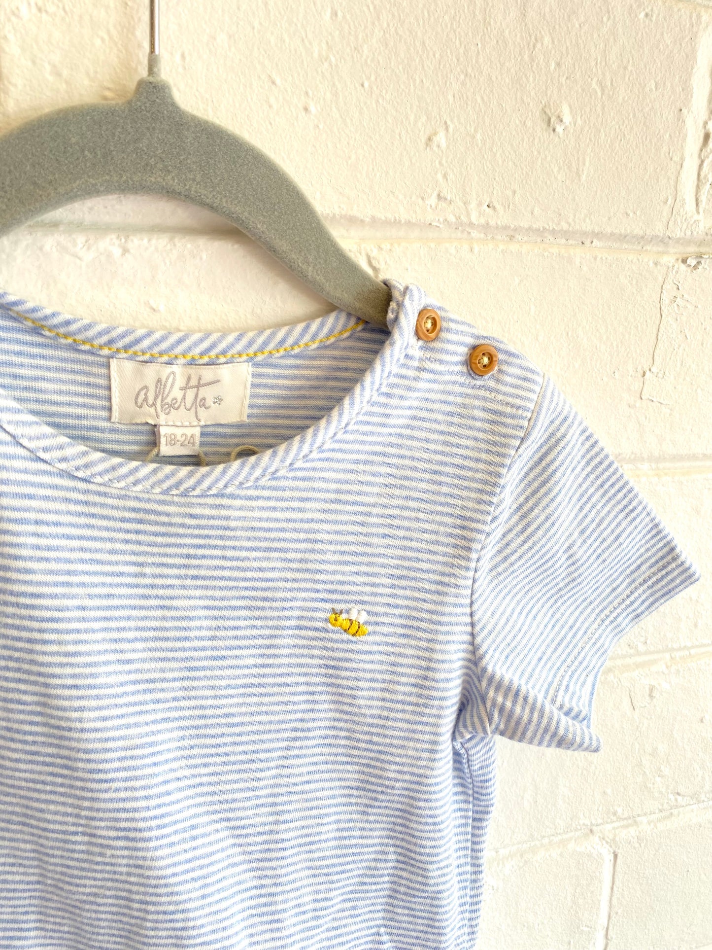 Alberta Stripe Bee Tee - Size 18-24mth