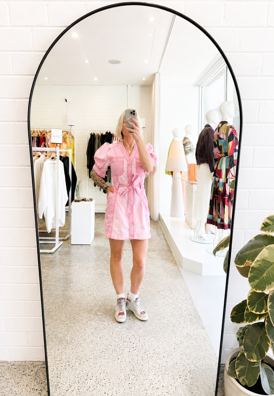 AJE 'Shades of Pink' Denim Mini Dress - Size 10