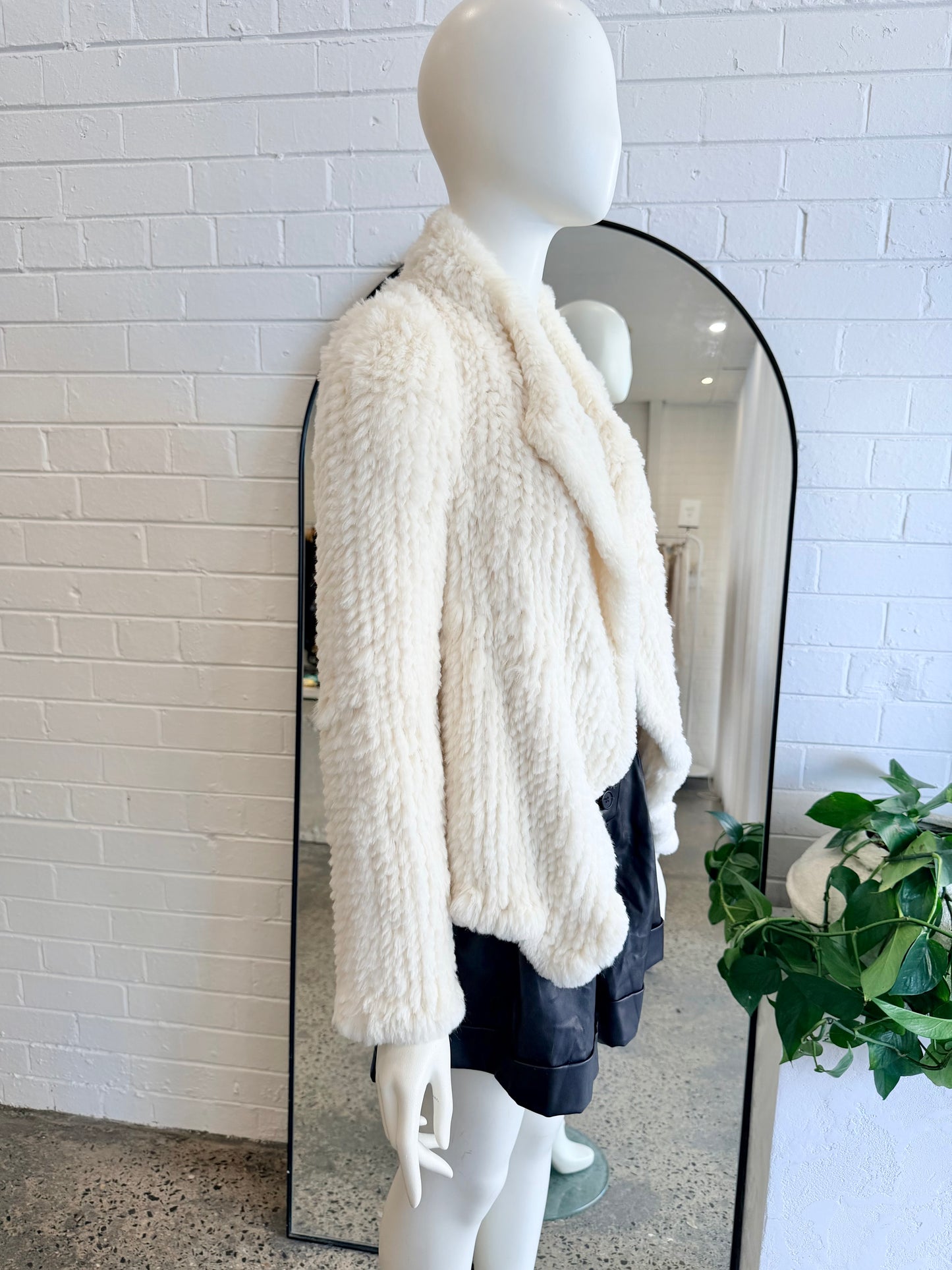 Lilya Cream Rabbit Fur Jacket - Size Small