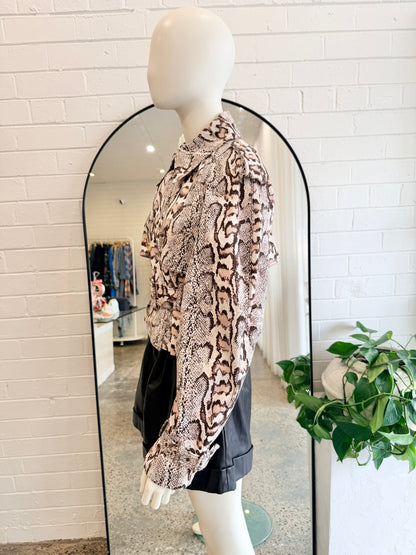 Aje Blush Winn Cropped Python Trench - Size S
