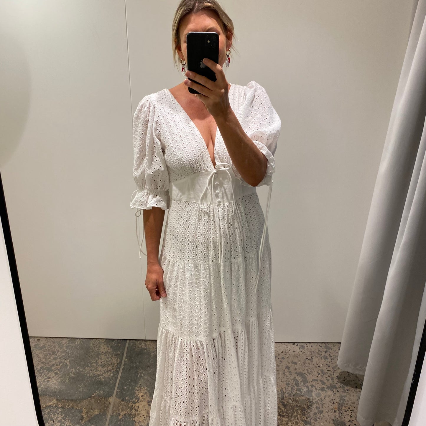 Joslin Broderie Anglaise Maxi Dress - Size 10