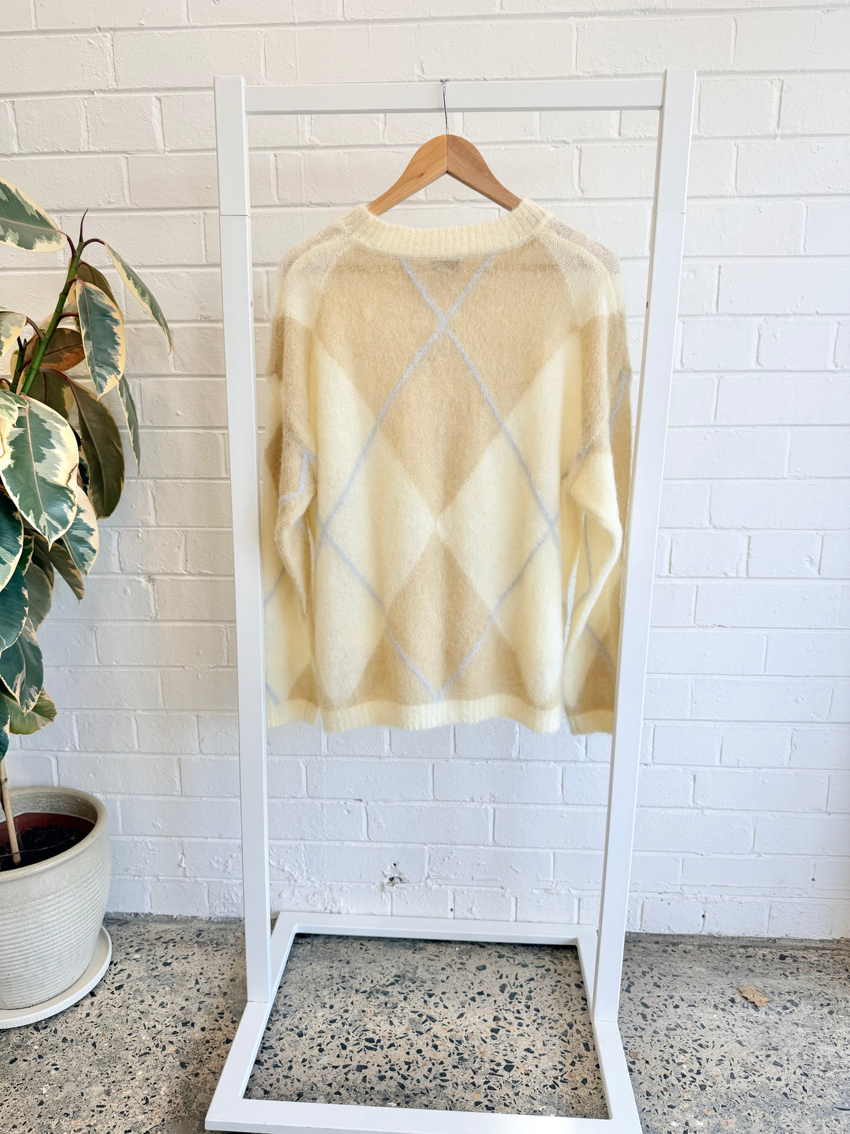 Ganni Argyle Intarsia Mohair Blend Jumper - Size S/M (10 - 14)