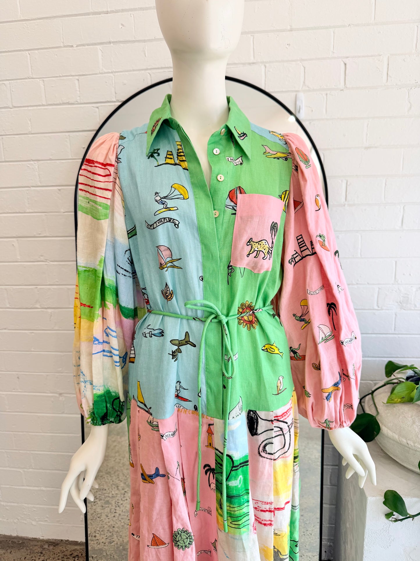 Alemais Multi Coloured Jet Shirt Dress - Size 8 - Pre-Loved Geelong