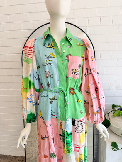Alemais Multi Coloured Jet Shirt Dress - Size 8 - Pre-Loved Geelong