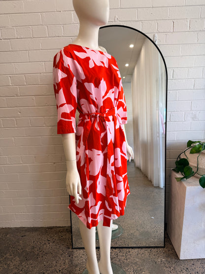 Marimekko Red Tarika Katleija Midi Dress - Size 38 (10)