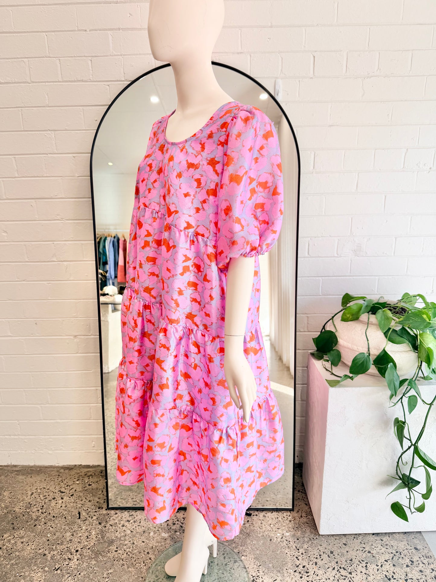 Cras Pink Lyracras Leopard Print Midi Dress - Size 38 (10/12)