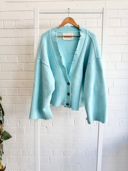 BLANCA Oversized Pepa Cardigan in Turquoise - Size Small (10-14)