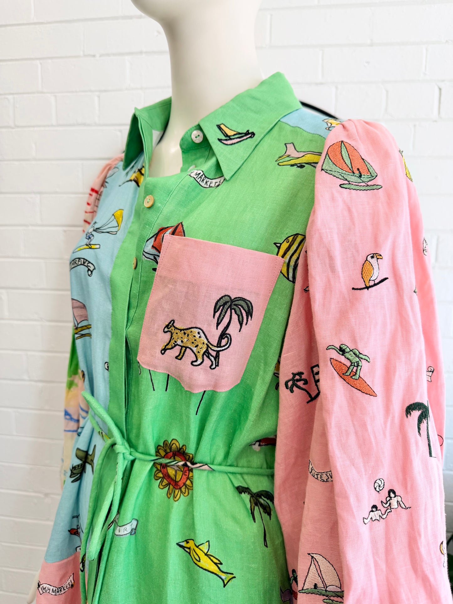 Alemais Multi Coloured Jet Shirt Dress - Size 8 - Pre-Loved Geelong