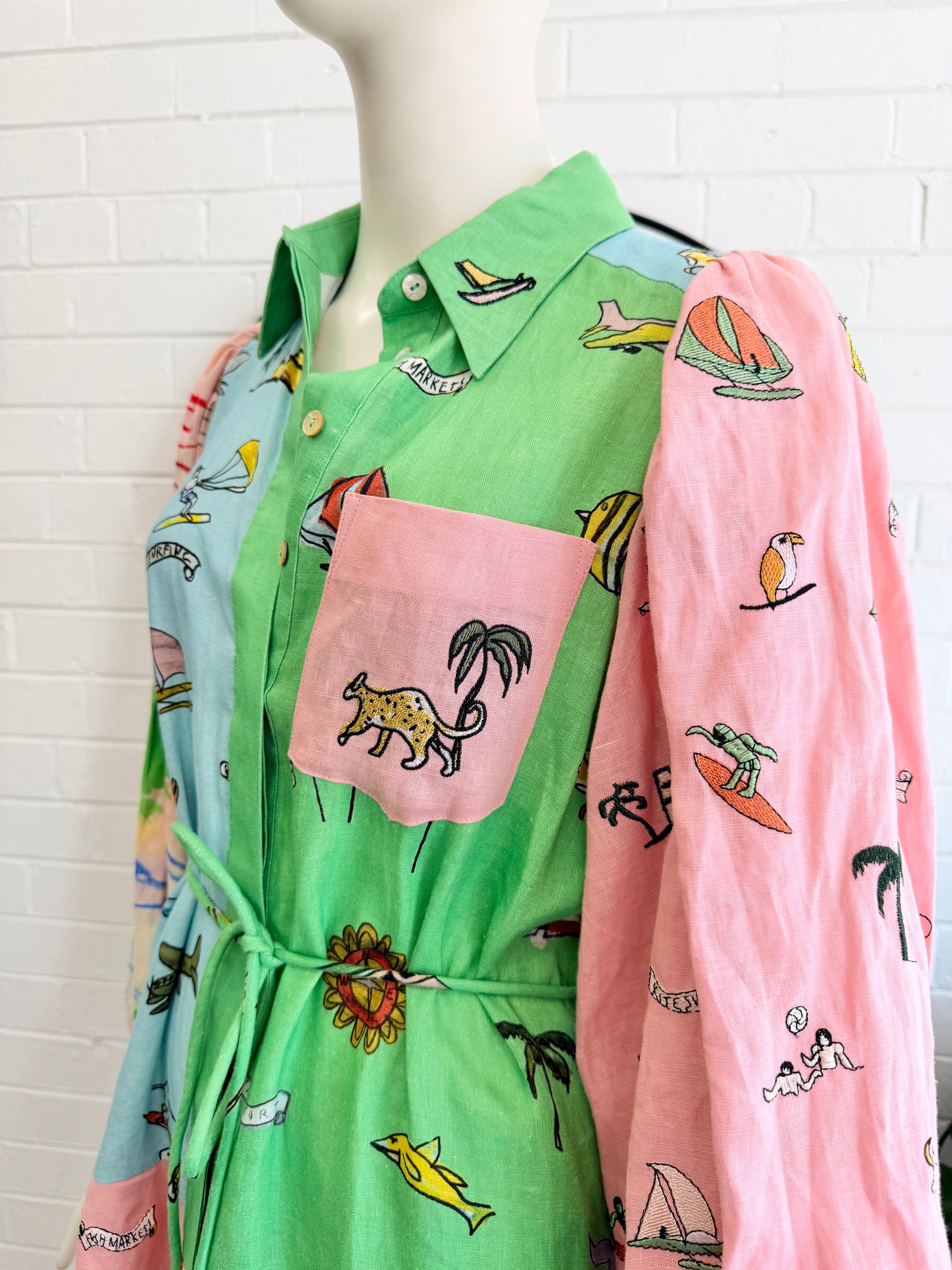 Alemais Multi Coloured Jet Shirt Dress - Size 8 - Pre-Loved Geelong