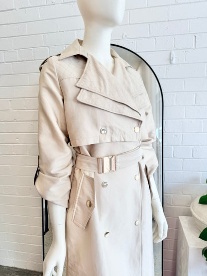 Karen Millen Beige Quilted Trench Coat - Size 8