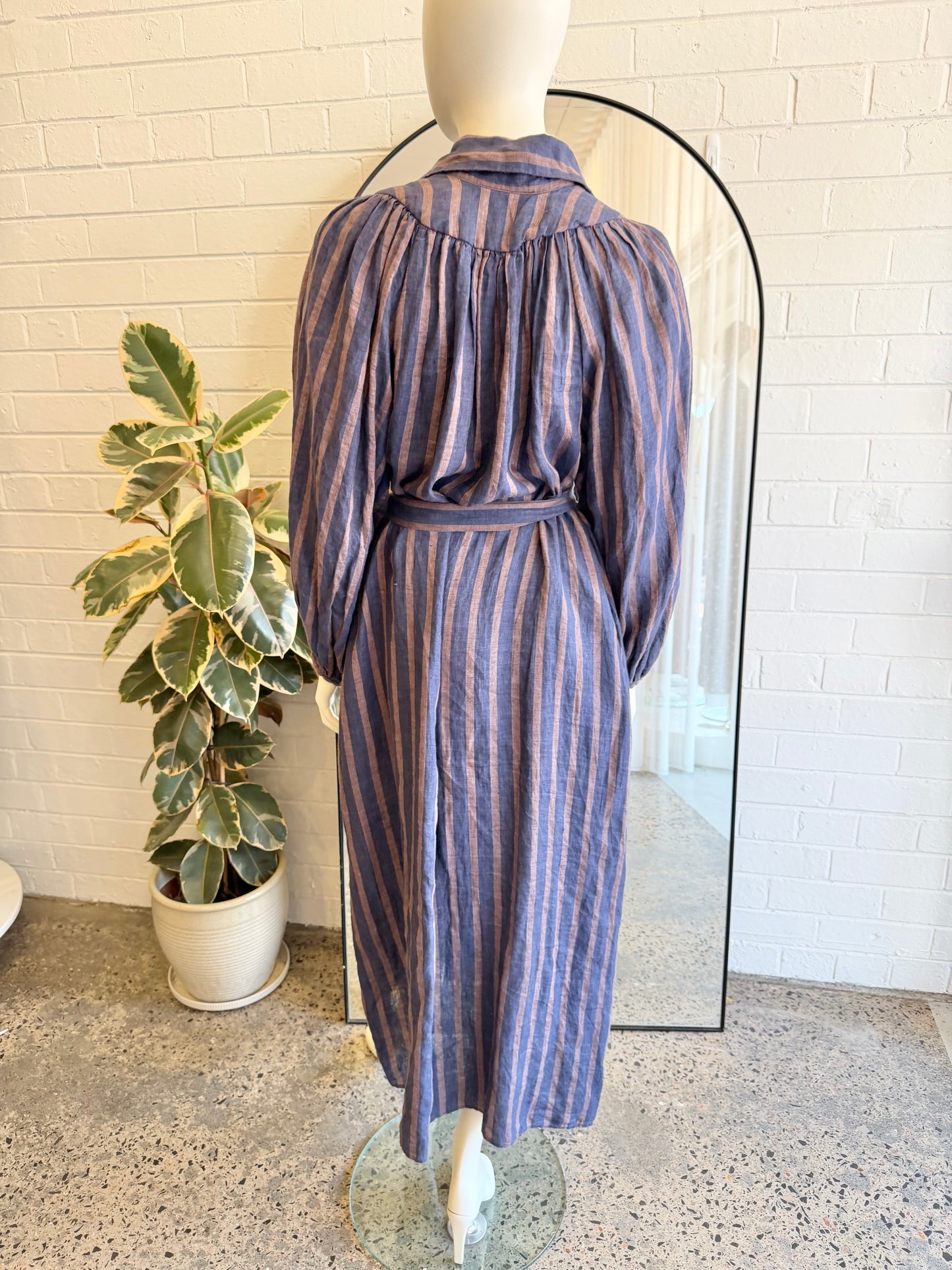 Amelius Navy Linen Estelle Tunic Midi Dress - Size M