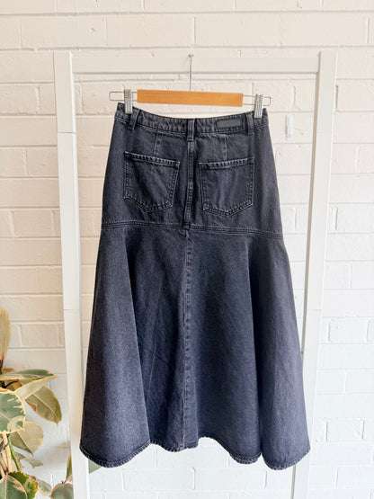 Marcs Denim Fishtail Skirt in BLack - Size 6-8