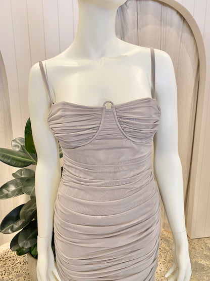 Sir Jacques Gathered Midi Dress In Slate - Size 3 (10/12)