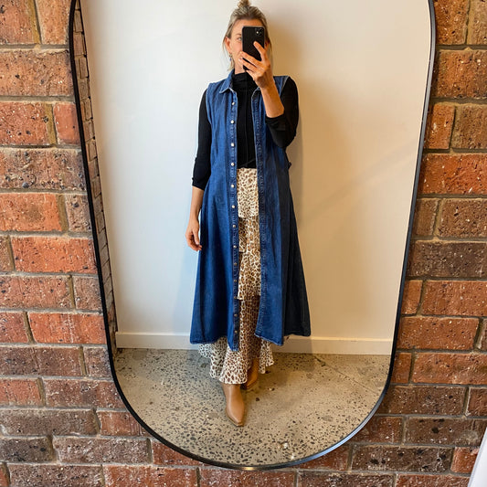Pull & Bear Denim Midi Dress/Vest - Size L (10/12)