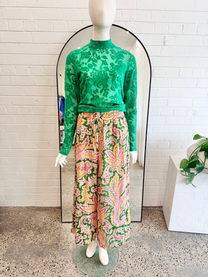 Zimmermann Paisley Print Teddy Drawstring Pants - size 2 (10)