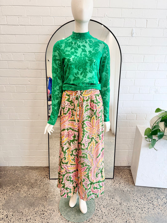 Zimmermann Paisley Print Teddy Drawstring Pants - size 2 (10)