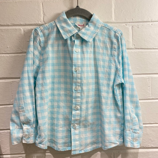 Seed blue gingham top - size 4