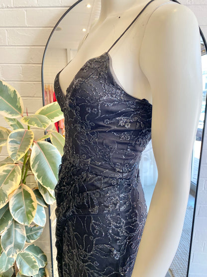 Bariano Black Glitter Maxi Dress - Size 6