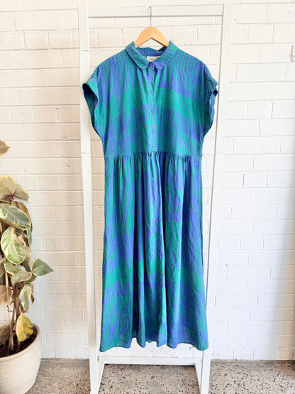 ELK Albin Shirt Dress in Blue - Size 12