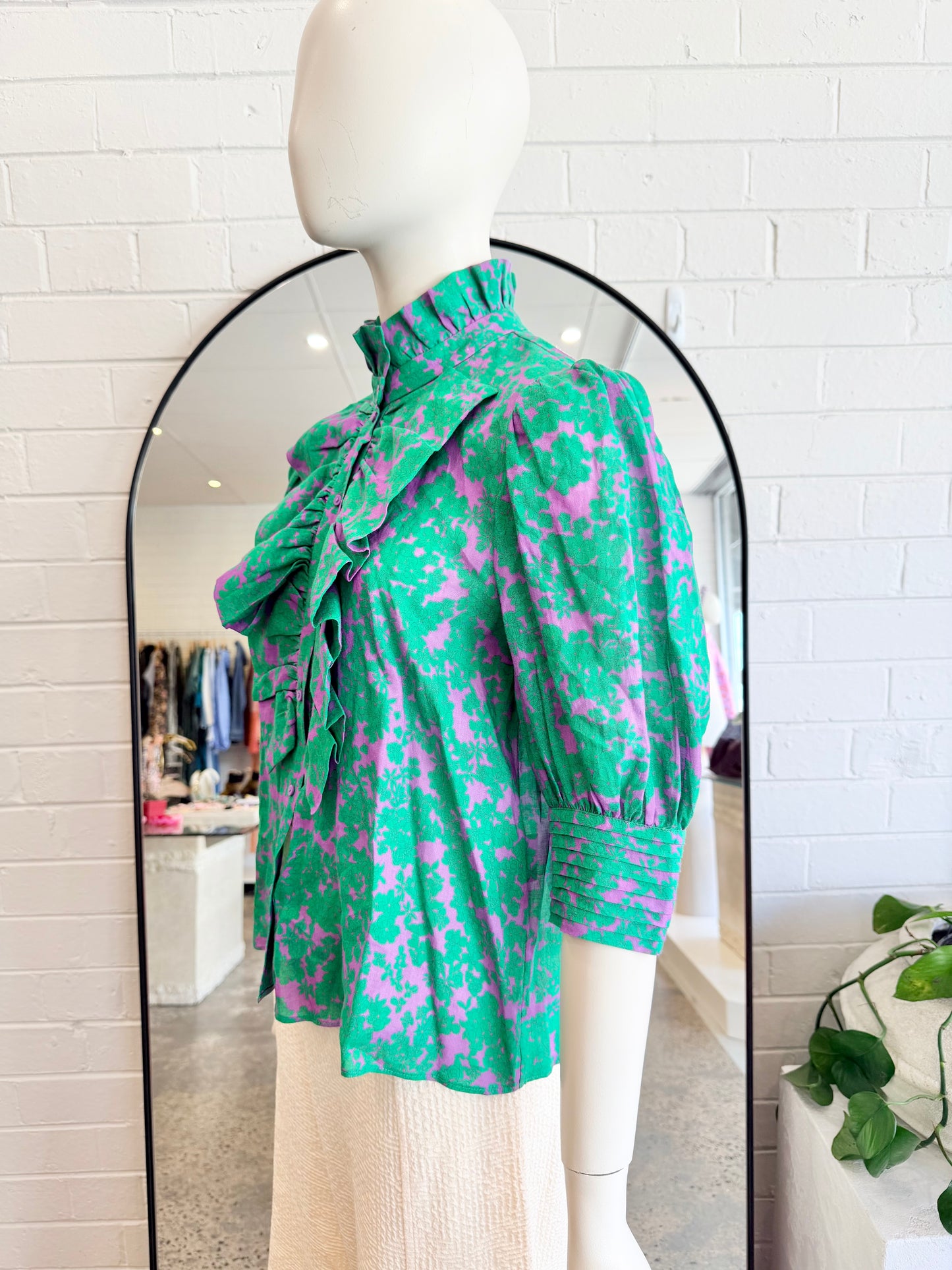 Husk Green Floral Shirt - Size 10 - Pre-Loved Geelong 2