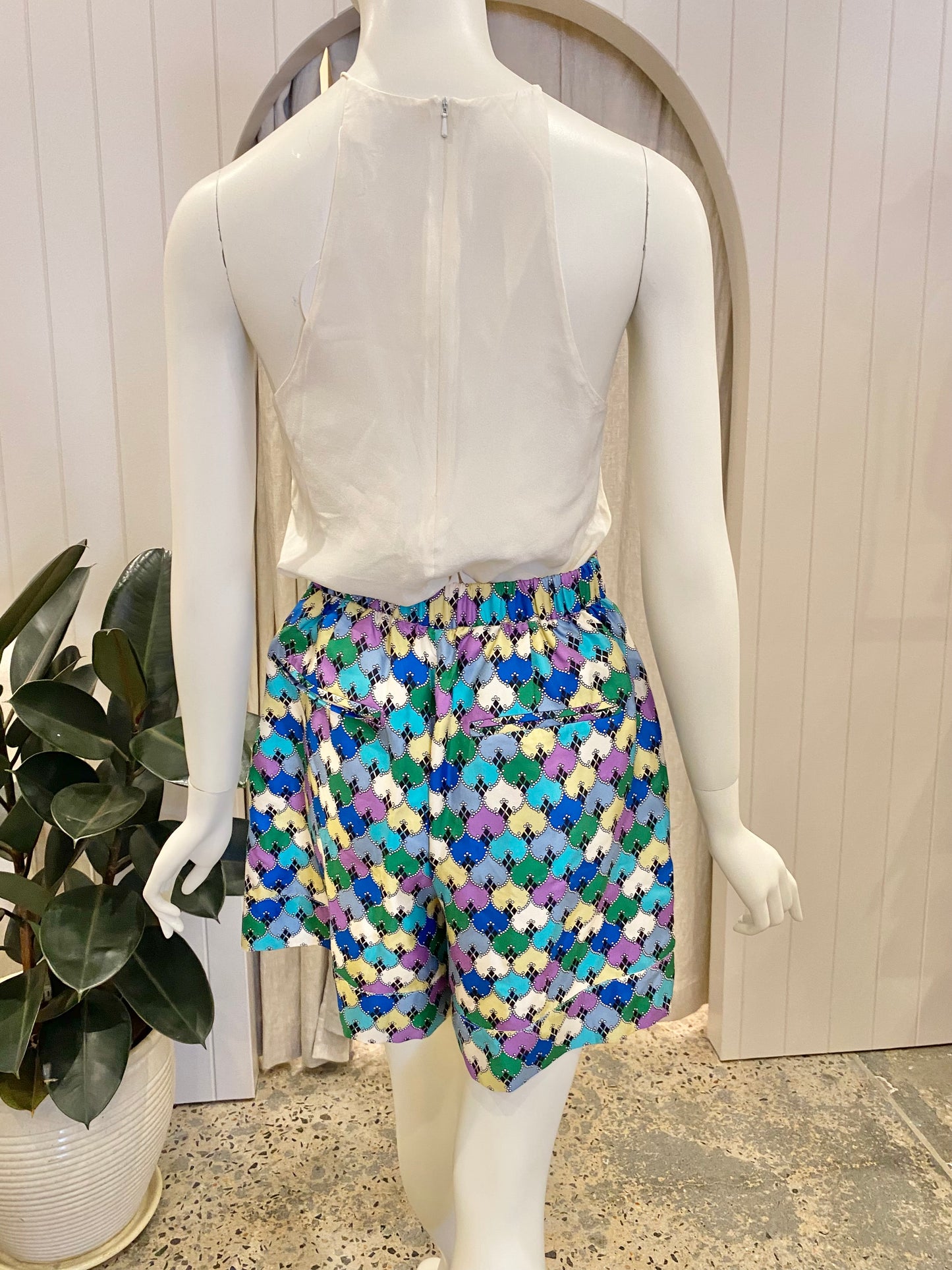 Scanlan Theodore Silk Print Shorts - Size 8