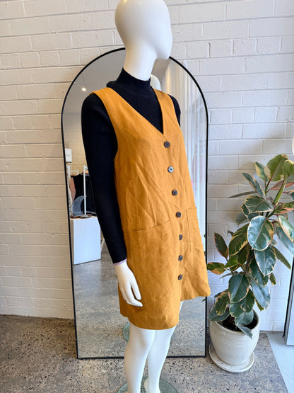 Gorman Mustard Linen Shift Dress - Size 10