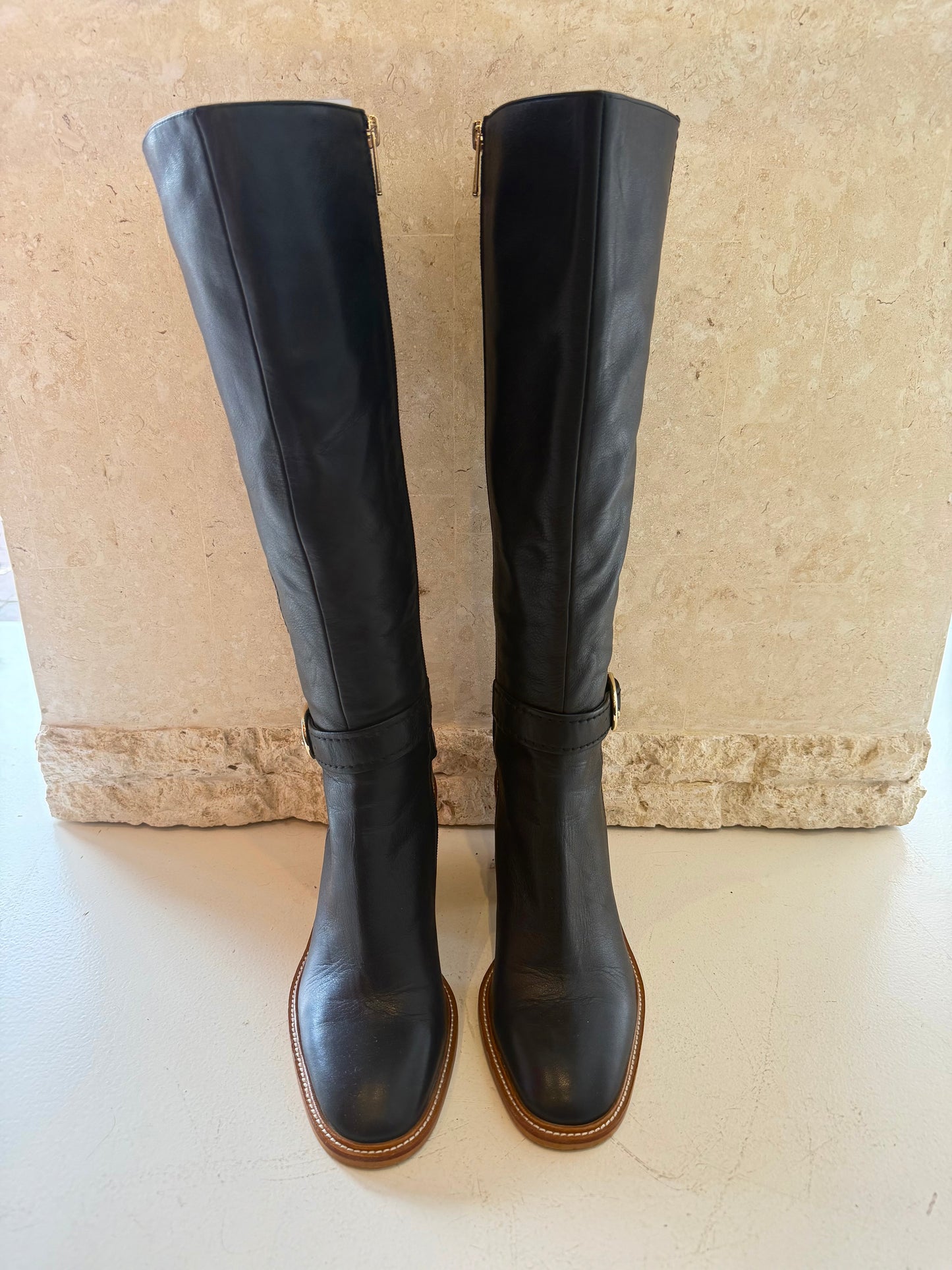 Wittner Black Leather Tall Boots - Size 37