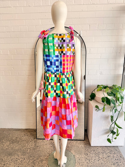 Gorman Gingham Garden Tiered Midi Dress - Size 10 - Pre-Loved Geelong