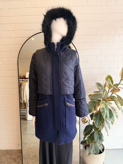 Joie Midnight Blue Hetal Wool Coat - Size S