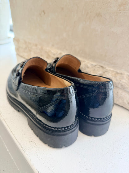 Frankie 4 Black Saint Patent Loafers - Size 8.5